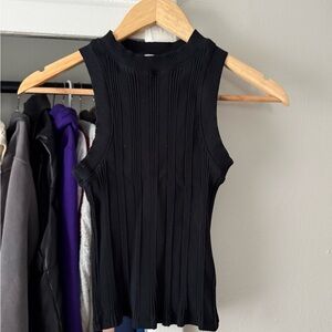 Zara Black Ribbed Sleeveless Top